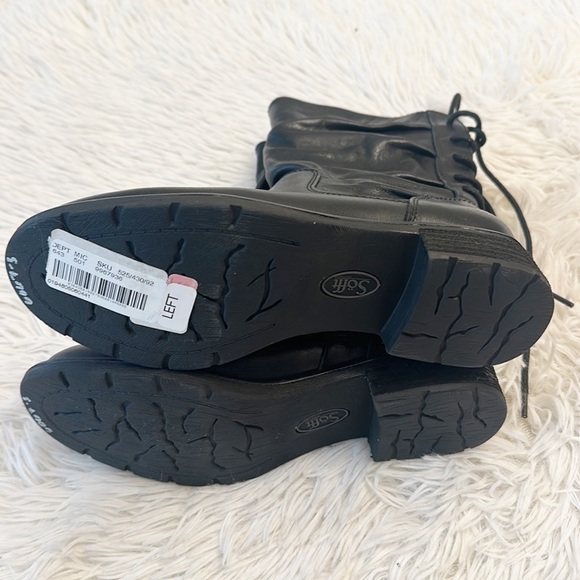 NEW $190 SOFFT Sharnell Black Leather Slouch Lace up low heel boots women size 6 - Picture 8 of 8